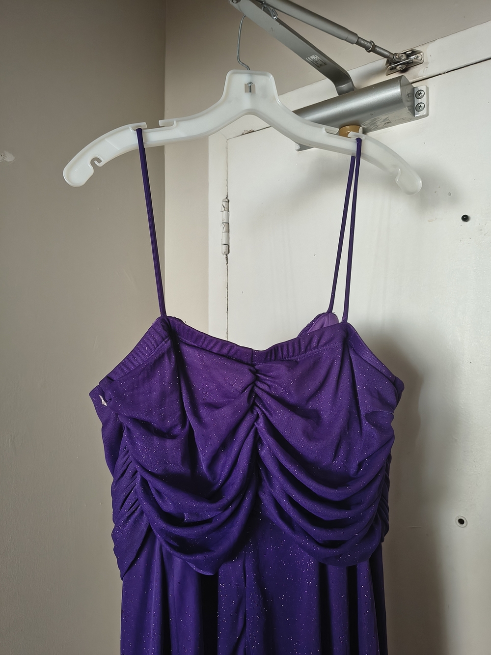 Jolie Purple Sparkle Dress with Black Trim